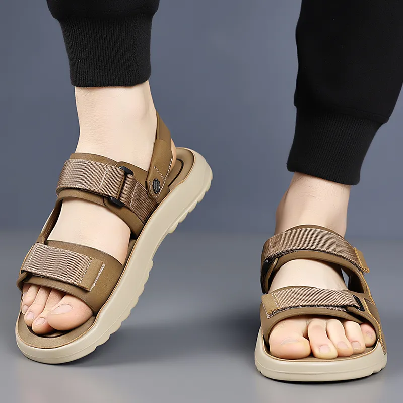 QIUTEXIONG Beach Sandals Men Yellow/Khaki-11