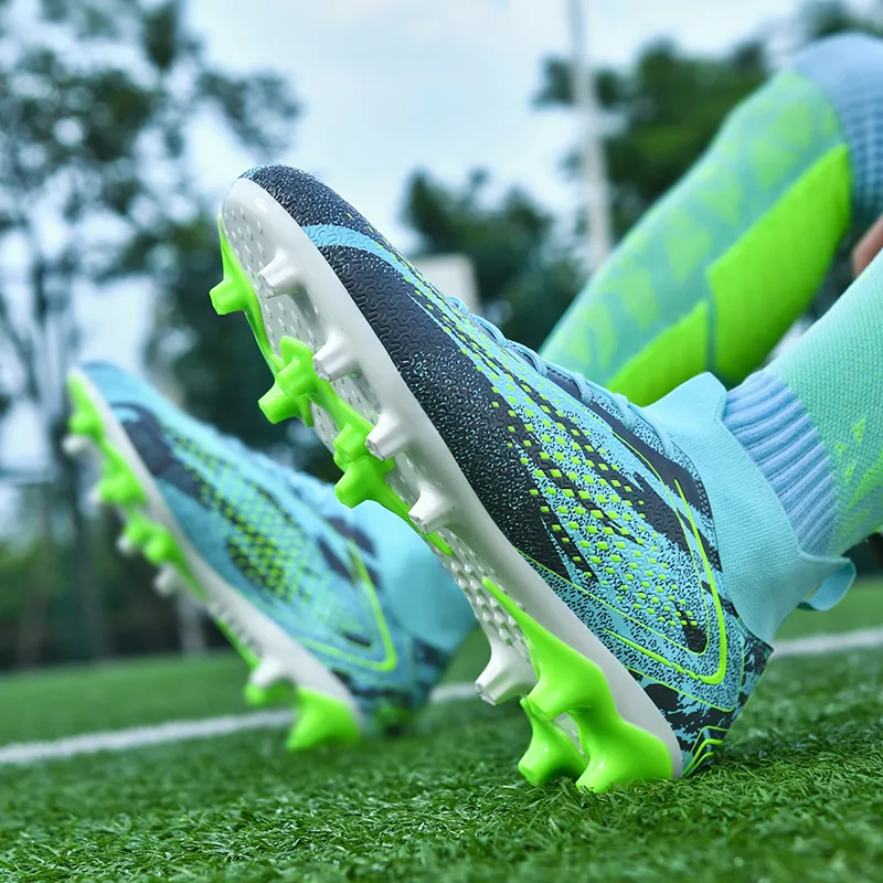 QIUTEXIONG FG Rubber Long Studs TF Rubber Broken Studs Cushioning Impact Resistant Soccer Shoes Unisex-40