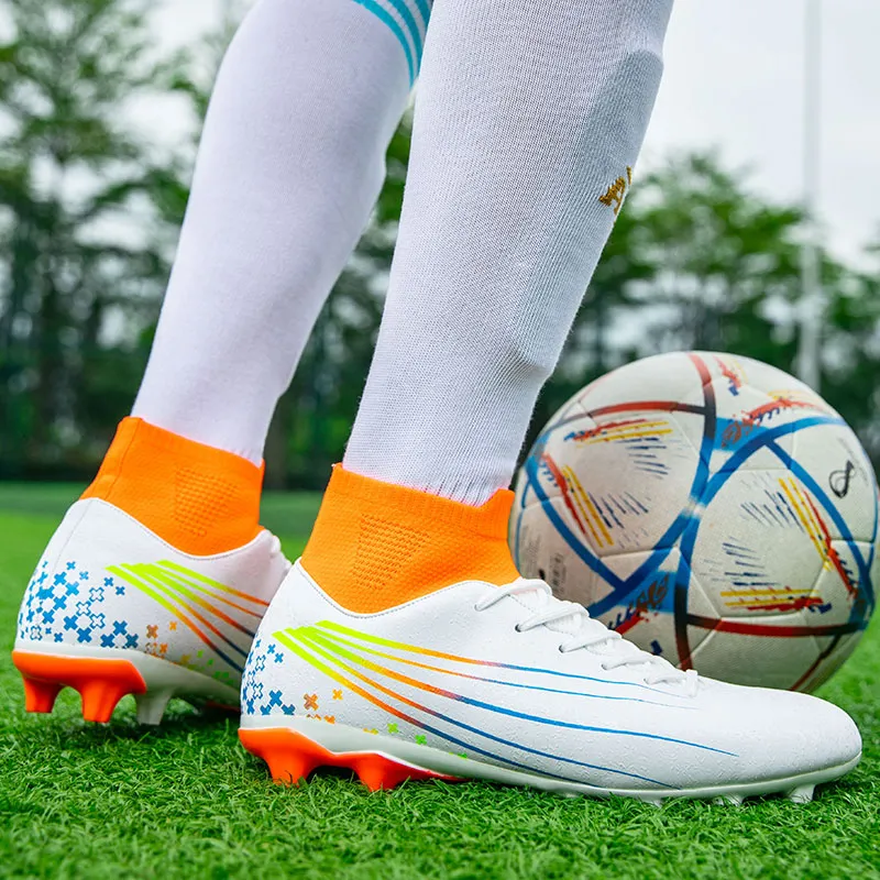 QIUTEXIONG FG Rubber Long Studs TF Rubber Broken Studs Slip Resistant Soccer Shoes Unisex-24