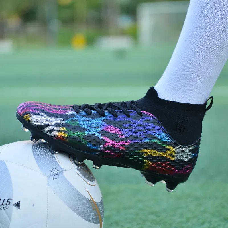 QIUTEXIONG FG Rubber Long Studs TF Rubber Broken Studs Soft Ground Firm Ground Slip Resistant Soccer Shoes Unisex-23