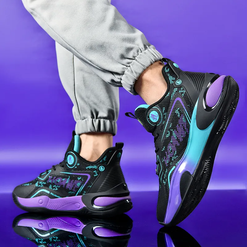 QIUTEXIONG Shock Absorbers Slip Resistant Breathable Mid Top Basketball Shoes Unisex-5