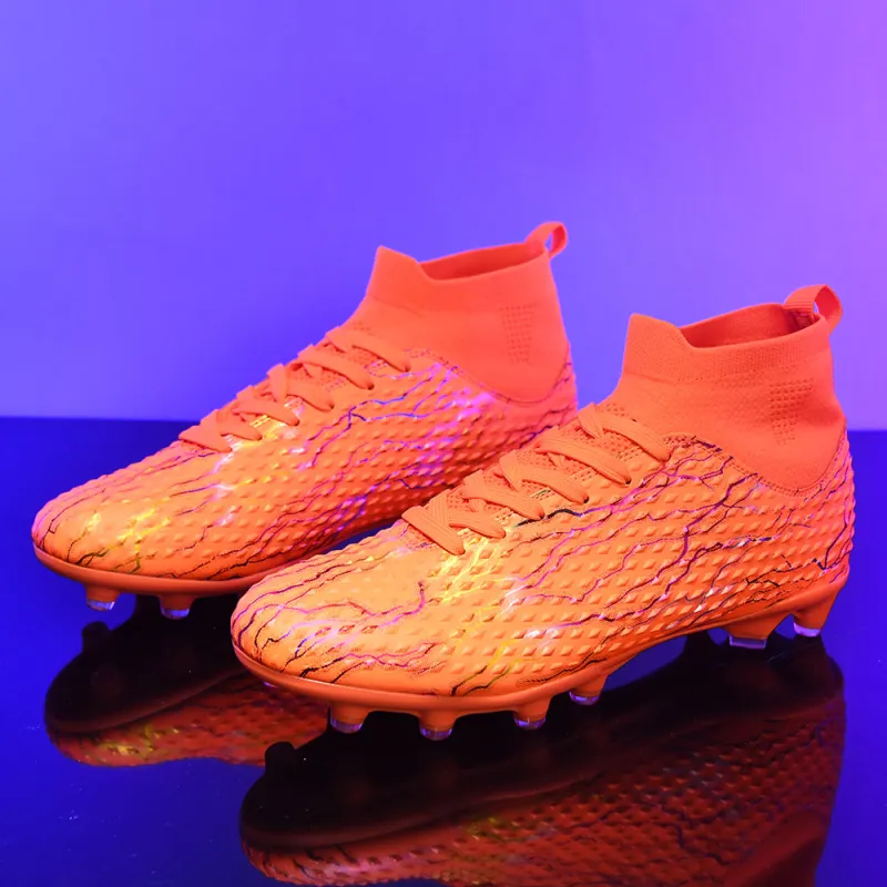 QIUTEXIONG FG Rubber Long Studs TF Rubber Broken Studs Soft Ground Firm Ground Slip Resistant Soccer Shoes Unisex-38