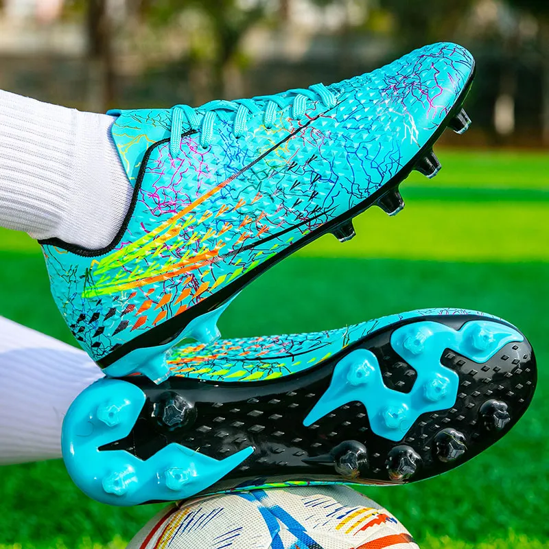 QIUTEXIONG Soccer Shoes Unisex Low Top Black/Aqua/White-8
