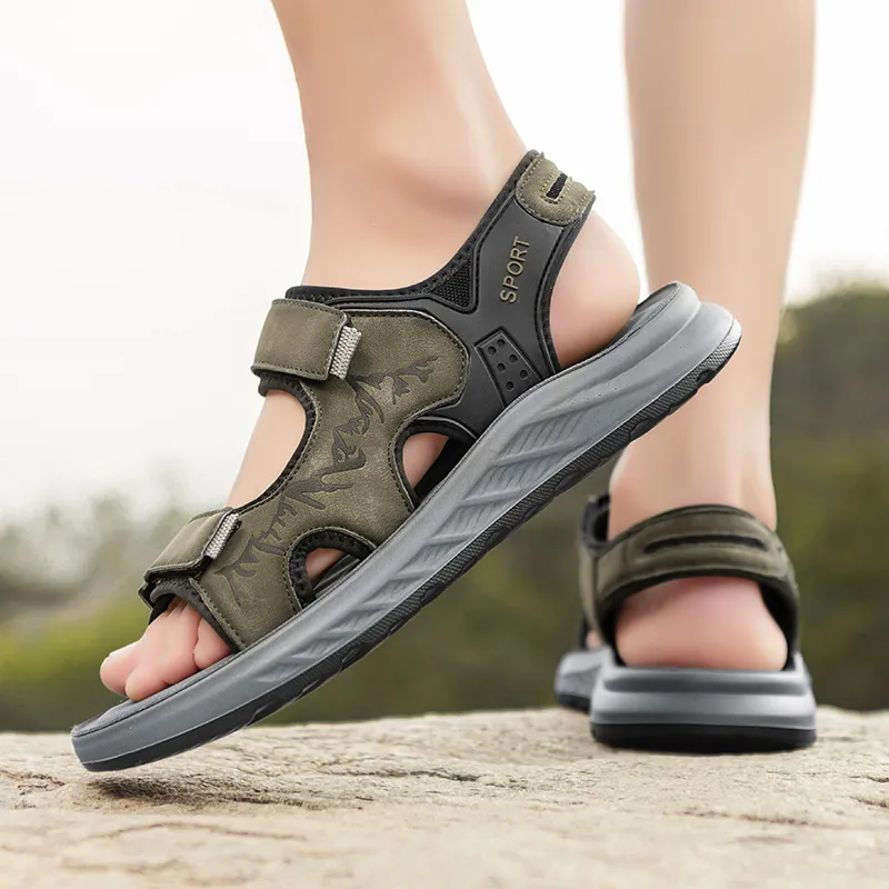 QIUTEXIONG Beach Sandals Men Sand/Gray-4