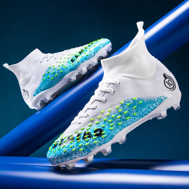 QIUTEXIONG Soccer Shoes Unisex High Top White/Black/Green/Neon Green-31