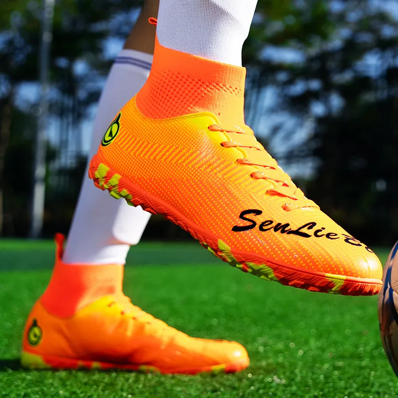 QIUTEXIONG FG Rubber Long Studs TF Rubber Broken Studs Soft Ground Firm Ground Slip Resistant Soccer Shoes Unisex-24