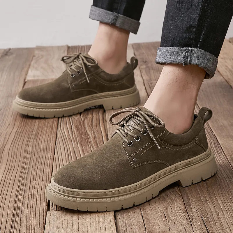 QIUTEXIONG Work Boots Men Low Top Gold/Sand/Khaki-16