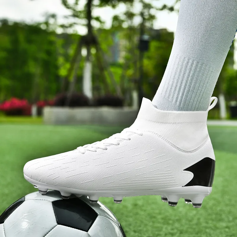QIUTEXIONG FG Rubber Long Studs TF Rubber Broken Studs Soft Ground Firm Ground Non slip Lightweight Soccer Shoes Unisex-25