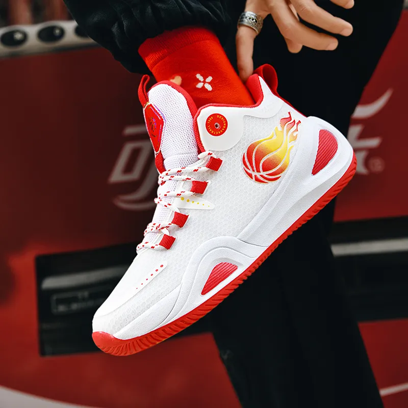 QIUTEXIONG Shock Absorbers With Slip Resistant And Abrasion Resistant Properties Mid Top Basketball Shoes Unisex-2