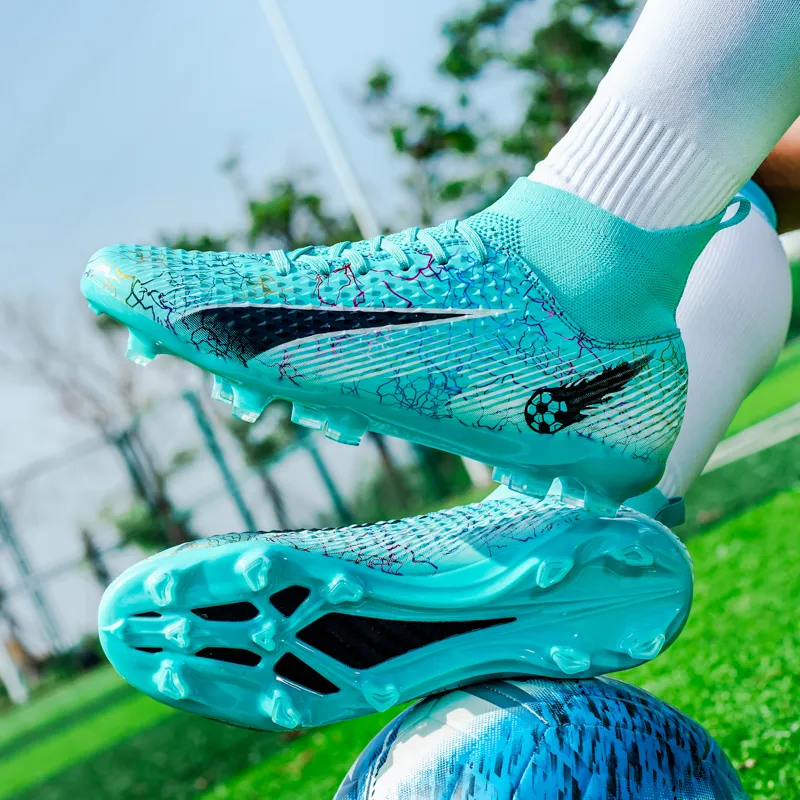 QIUTEXIONG FG Rubber Long Studs TF Rubber Broken Studs Soft Ground Firm Ground Slip Resistant Soccer Shoes Unisex-40