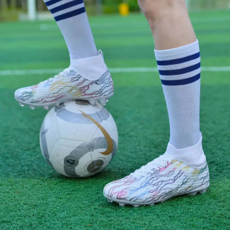 QIUTEXIONG FG Rubber Long Studs TF Rubber Broken Studs Soft Ground Firm Ground Slip Resistant Soccer Shoes Unisex-30