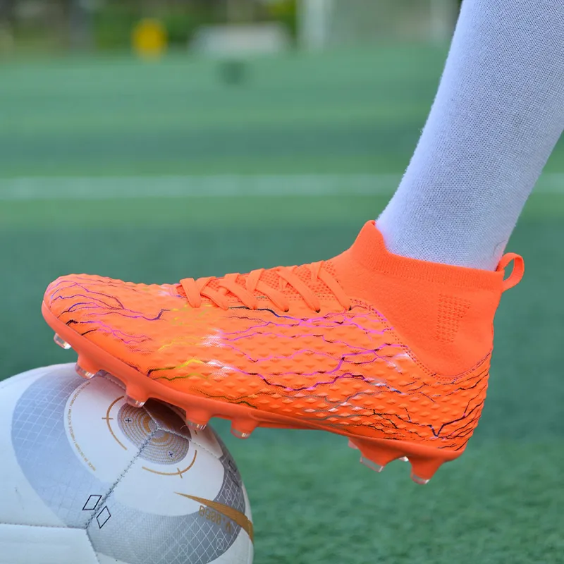 QIUTEXIONG FG Rubber Long Studs TF Rubber Broken Studs Soft Ground Firm Ground Slip Resistant Soccer Shoes Unisex-37
