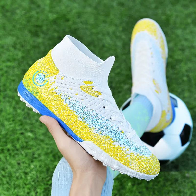 QIUTEXIONG FG Rubber Long Studs TT Rubber Broken Studs Artificial Ground Cushioning Breathable Soccer Shoes Unisex-22