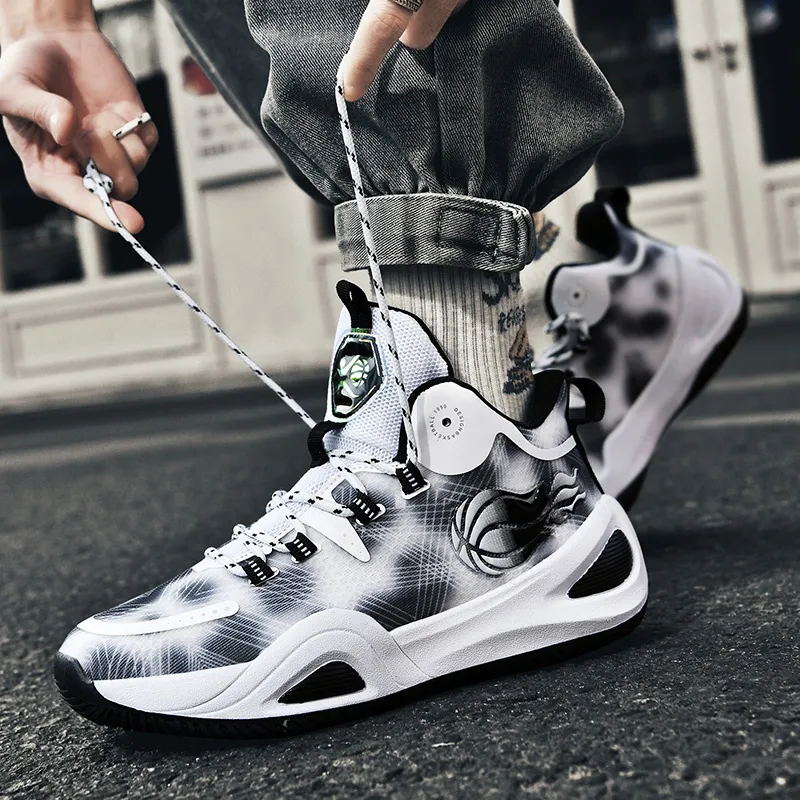 QIUTEXIONG Shock Absorbers With Slip Resistant And Abrasion Resistant Properties Mid Top Basketball Shoes Unisex-23