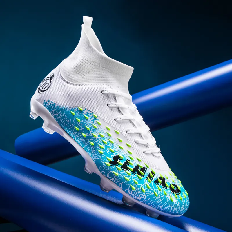 QIUTEXIONG Soccer Shoes Unisex High Top White/Black/Green/Neon Green-30