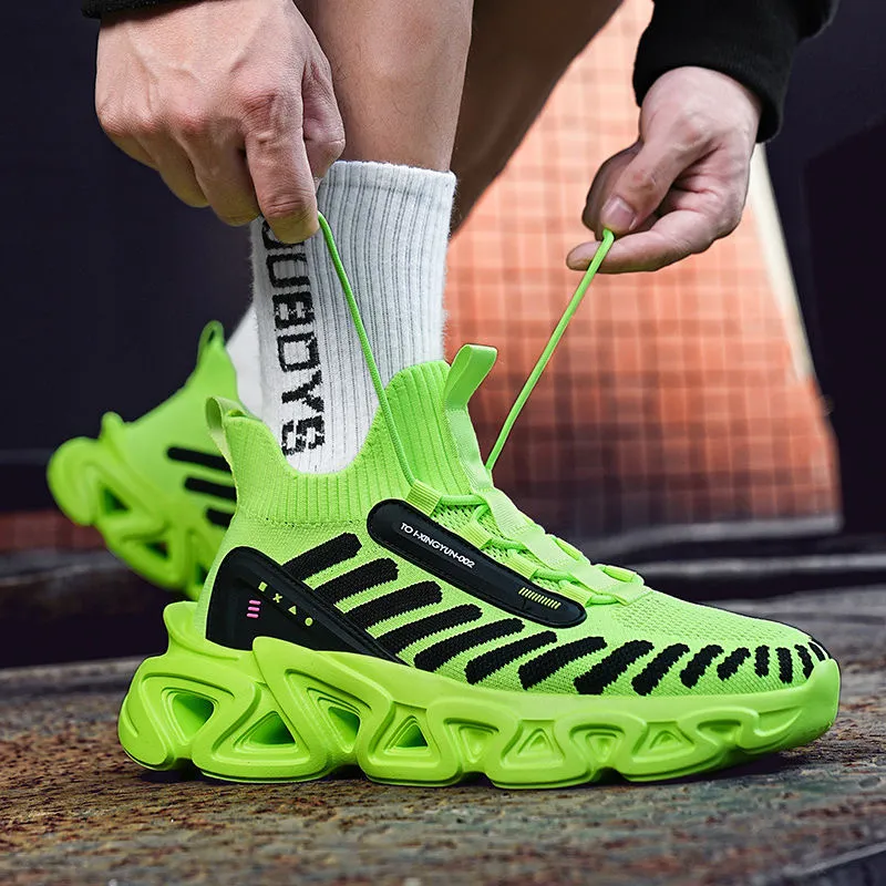 QIUTEXIONG Shock Absorbers Slip Resistant Breathable Mid Top Racing City Commute Running Shoes Men's-1