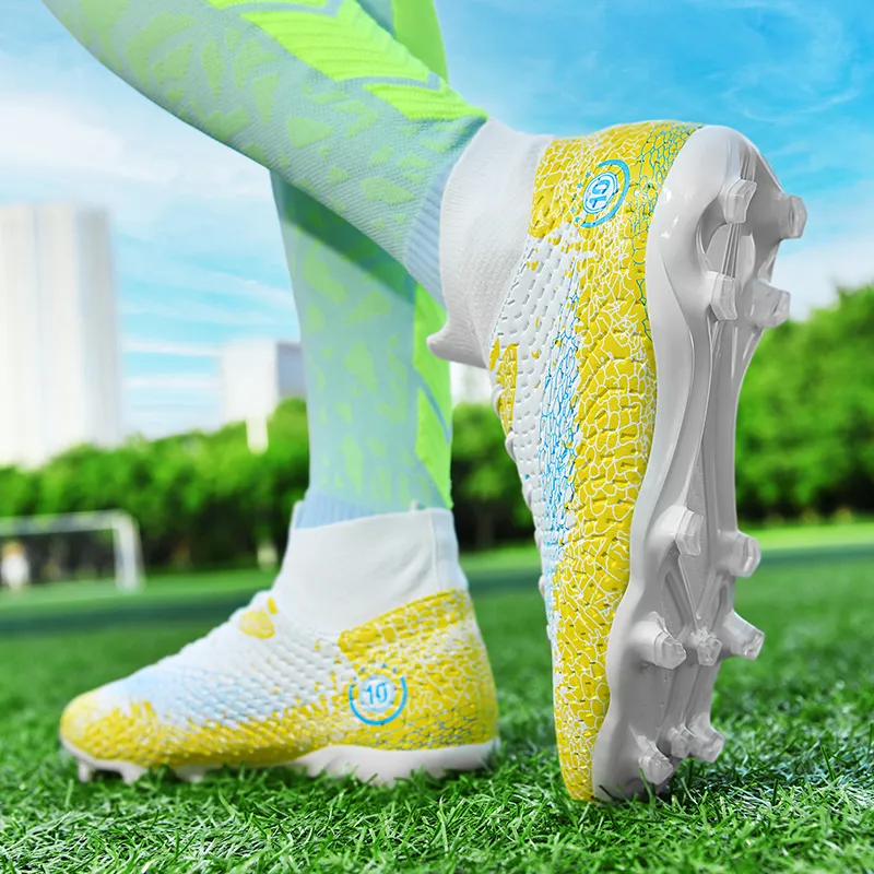 QIUTEXIONG FG Rubber Long Studs TT Rubber Broken Studs Artificial Ground Cushioning Breathable Soccer Shoes Unisex-3