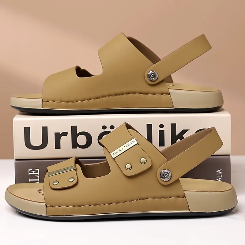 QIUTEXIONG Beach Sandals Men Black/Yellow-5