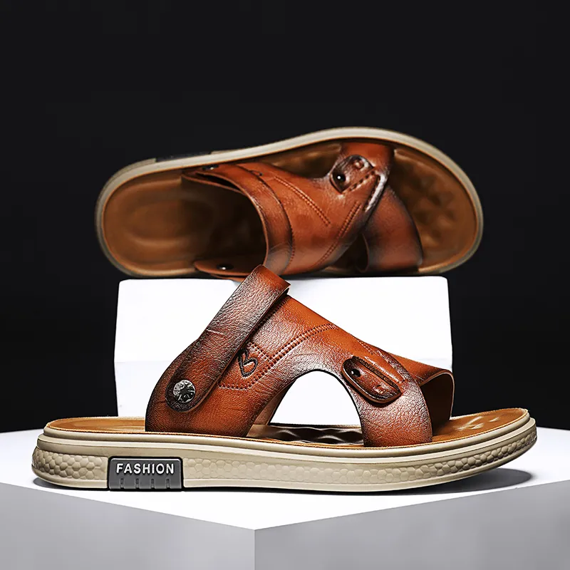 QIUTEXIONG Beach Sandals Men Yellow/Gray-3