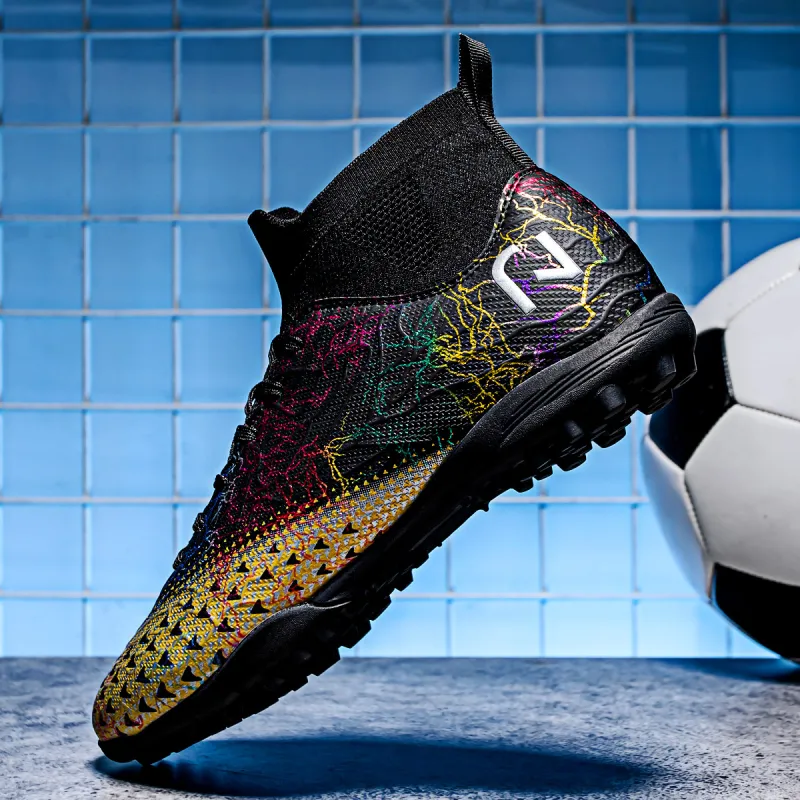 QIUTEXIONG Soccer Shoes Unisex High Top White/Black-16