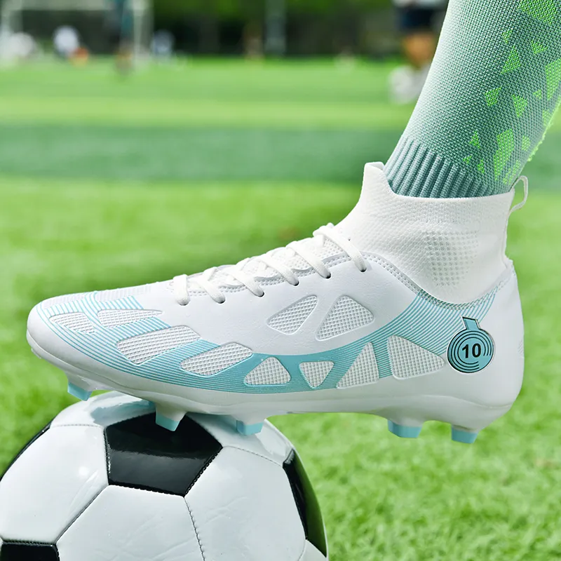 QIUTEXIONG FG Rubber Long Studs TF Rubber Broken Studs Soft Ground Firm Ground Slip Resistant Soccer Shoes Unisex-26