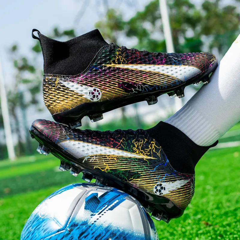 QIUTEXIONG FG Rubber Long Studs TF Rubber Broken Studs Soft Ground Firm Ground Slip Resistant Soccer Shoes Unisex-32