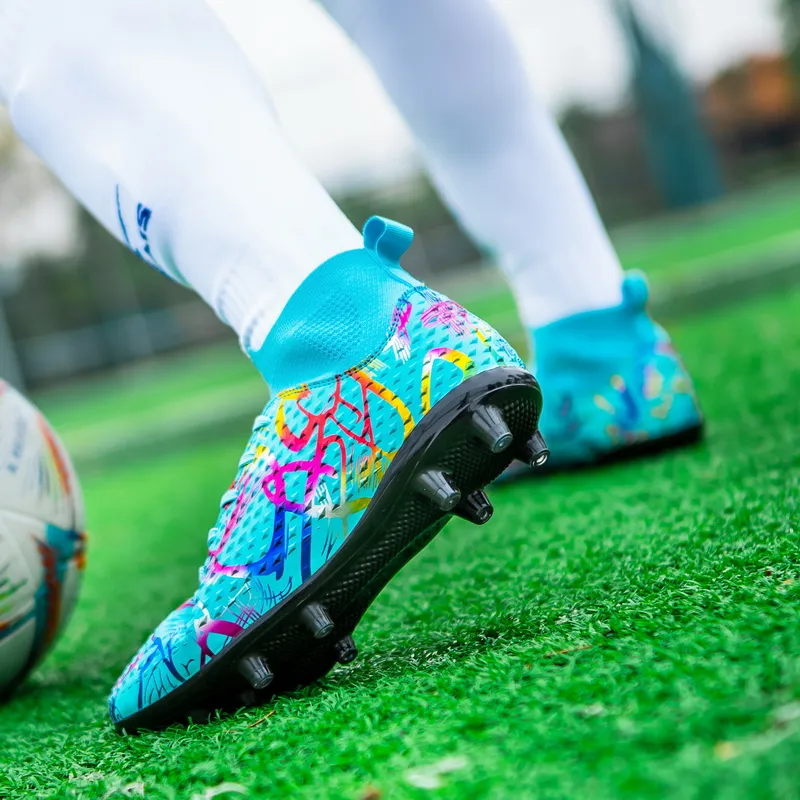 QIUTEXIONG FG Rubber Long Studs TF Rubber Broken Studs Soft Ground Firm Ground Balance Soccer Shoes Unisex-32