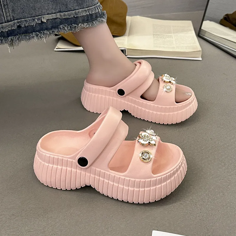 QIUTEXIONG EVA Rhinestone Slip Resistant Abrasion Resistant Slide Slippers Women's-14