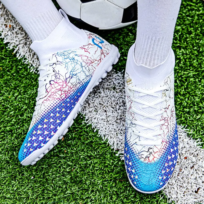 QIUTEXIONG Soccer Shoes Unisex High Top White/Black-12