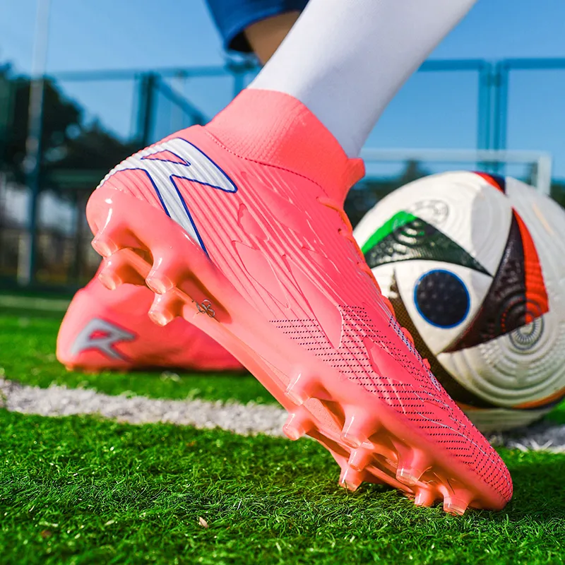 QIUTEXIONG FG Rubber Long Studs TF Rubber Broken Studs Soft Ground Firm Ground Slip Resistant Soccer Shoes Unisex-46