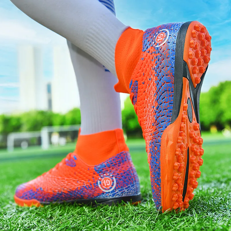 QIUTEXIONG FG Rubber Long Studs TT Rubber Broken Studs Artificial Ground Cushioning Breathable Soccer Shoes Unisex-39