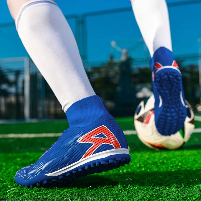 QIUTEXIONG FG Rubber Long Studs TF Rubber Broken Studs Soft Ground Firm Ground Slip Resistant Soccer Shoes Unisex-24