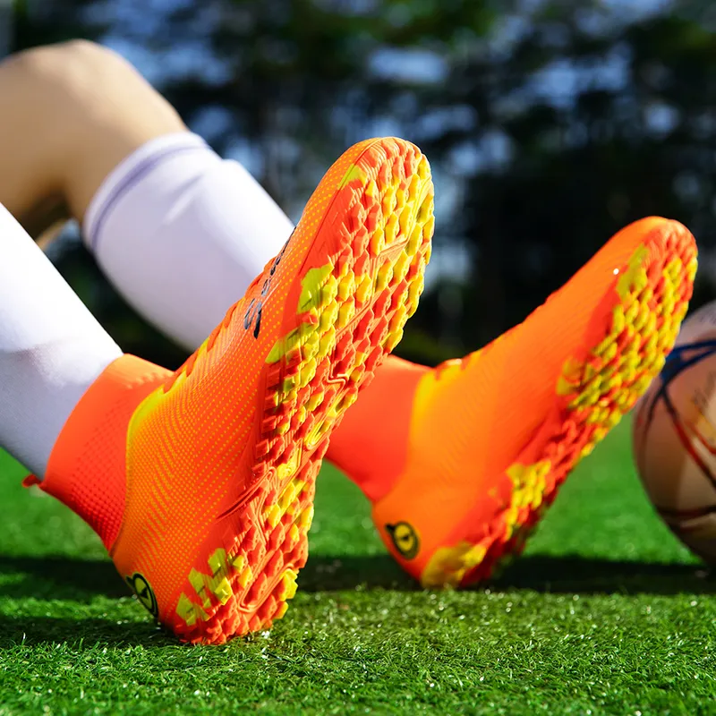 QIUTEXIONG FG Rubber Long Studs TF Rubber Broken Studs Soft Ground Firm Ground Slip Resistant Soccer Shoes Unisex-25