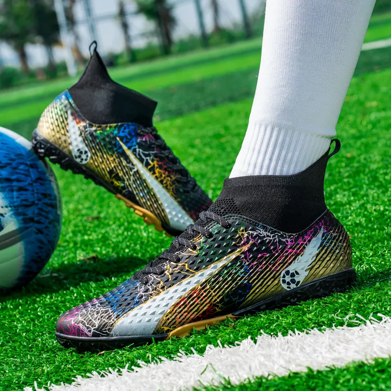 QIUTEXIONG FG Rubber Long Studs TF Rubber Broken Studs Soft Ground Firm Ground Slip Resistant Soccer Shoes Unisex-9