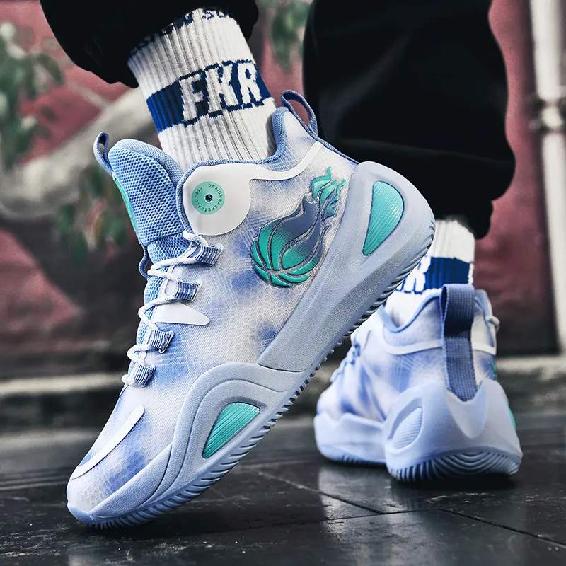 QIUTEXIONG Shock Absorbers With Slip Resistant And Abrasion Resistant Properties Mid Top Basketball Shoes Unisex-7