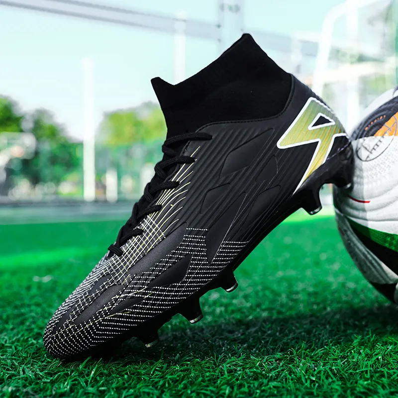 QIUTEXIONG FG Rubber Long Studs TF Rubber Broken Studs Soft Ground Firm Ground Slip Resistant Soccer Shoes Unisex-30