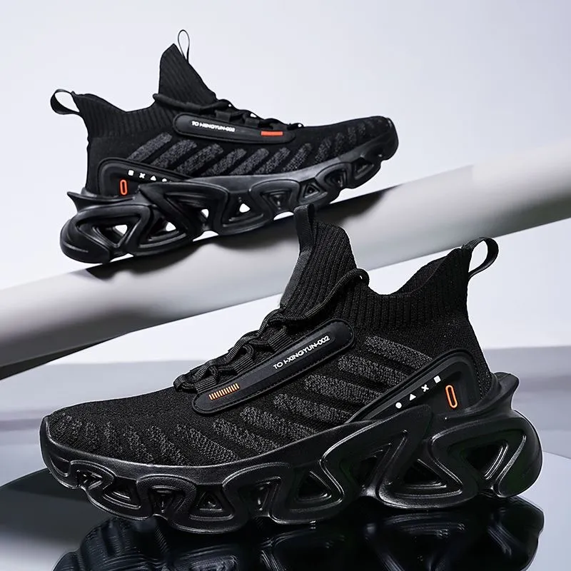 QIUTEXIONG Shock Absorbers Slip Resistant Breathable Mid Top Racing City Commute Running Shoes Men's-5