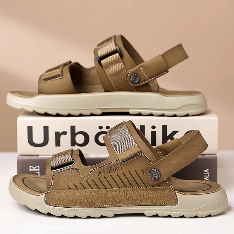 QIUTEXIONG Beach Sandals Men Yellow/Khaki-8