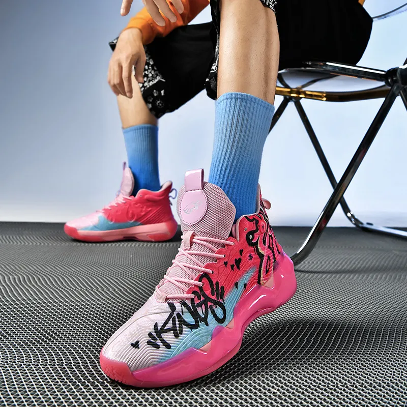 QIUTEXIONG Shock Absorbers With Slip Resistant And Abrasion Resistant Properties Mid Top Basketball Shoes Unisex-12