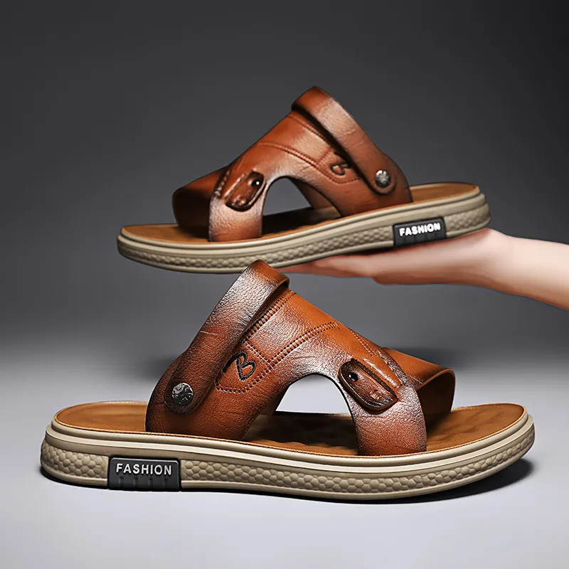 QIUTEXIONG Beach Sandals Men Yellow/Gray-2