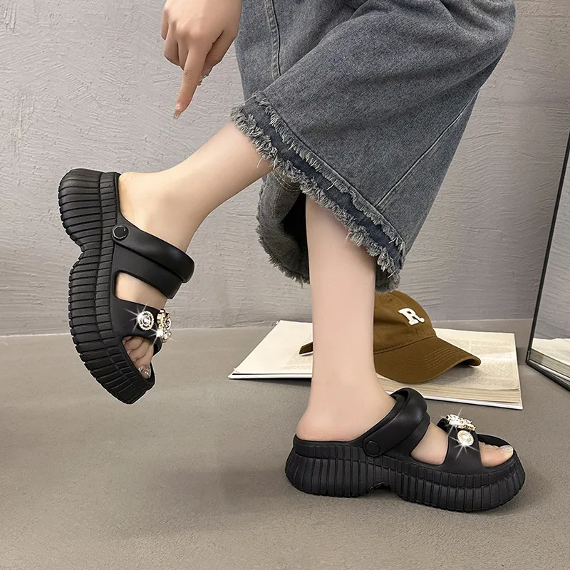 QIUTEXIONG EVA Rhinestone Slip Resistant Abrasion Resistant Slide Slippers Women's-5