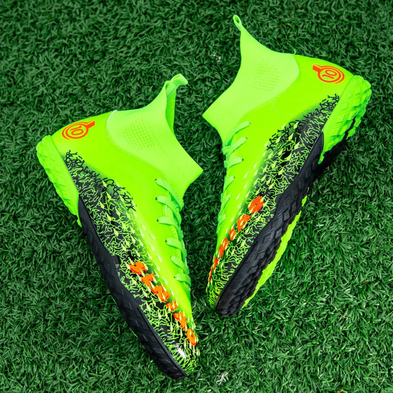 QIUTEXIONG Soccer Shoes Unisex High Top White/Black/Green/Neon Green-24