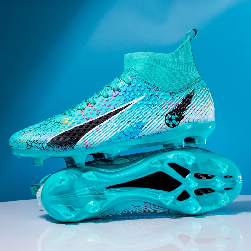 QIUTEXIONG FG Rubber Long Studs TF Rubber Broken Studs Soft Ground Firm Ground Slip Resistant Soccer Shoes Unisex-39