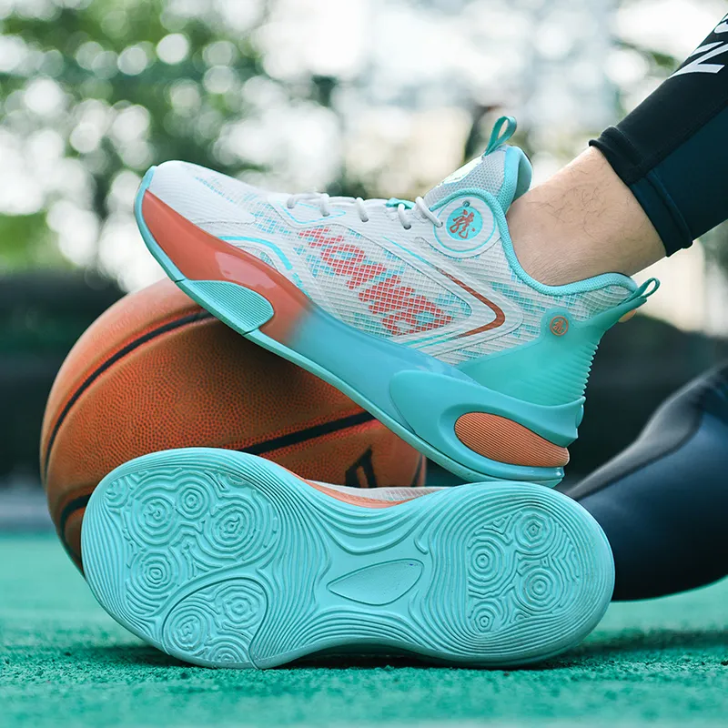 QIUTEXIONG Shock Absorbers Slip Resistant Breathable Mid Top Basketball Shoes Unisex-12