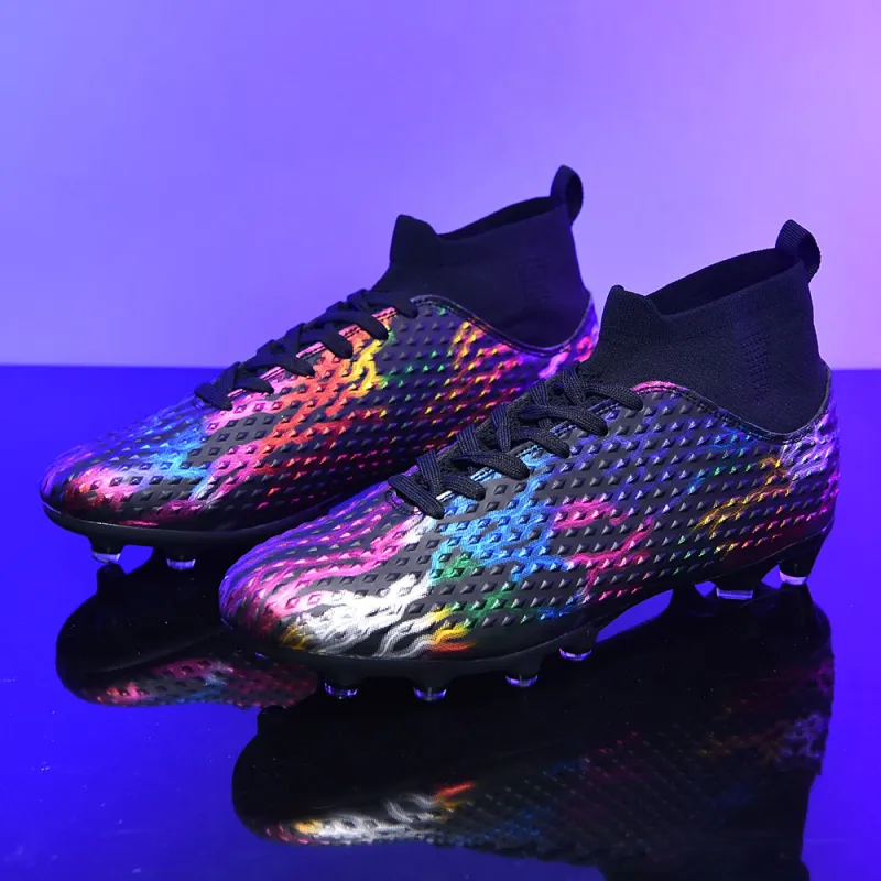 QIUTEXIONG FG Rubber Long Studs TF Rubber Broken Studs Soft Ground Firm Ground Slip Resistant Soccer Shoes Unisex-24