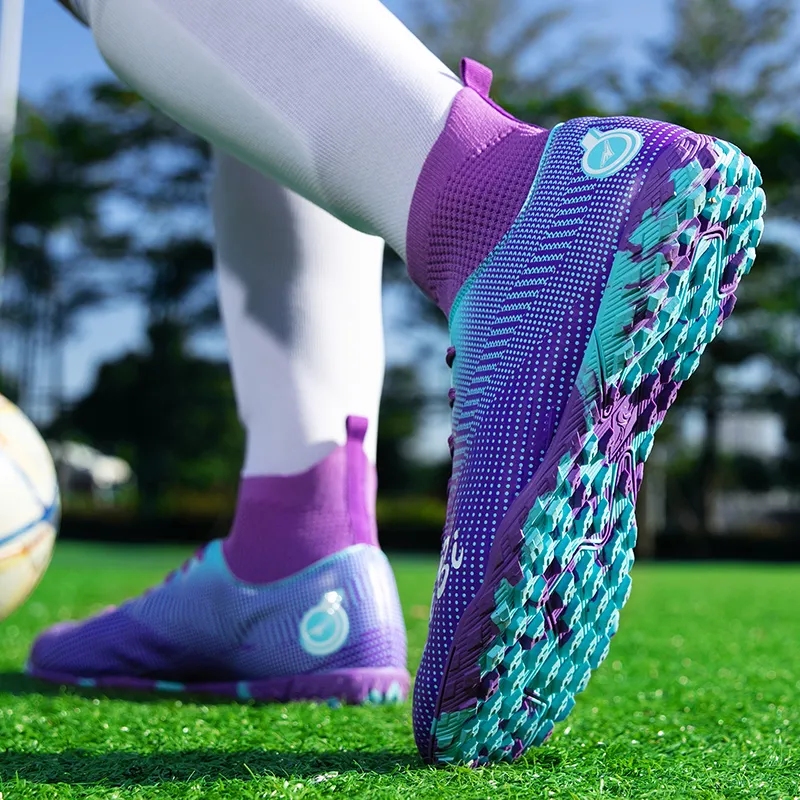 QIUTEXIONG FG Rubber Long Studs TF Rubber Broken Studs Soft Ground Firm Ground Slip Resistant Soccer Shoes Unisex-4