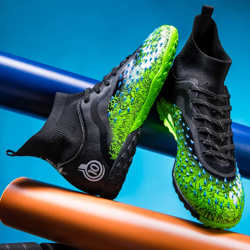 QIUTEXIONG Soccer Shoes Unisex High Top White/Black/Green/Neon Green-11