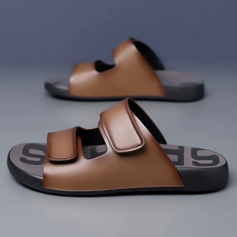 QIUTEXIONG Rubber Sole Slip Resistant Abrasion Resistant Slide Slippers Men's-11