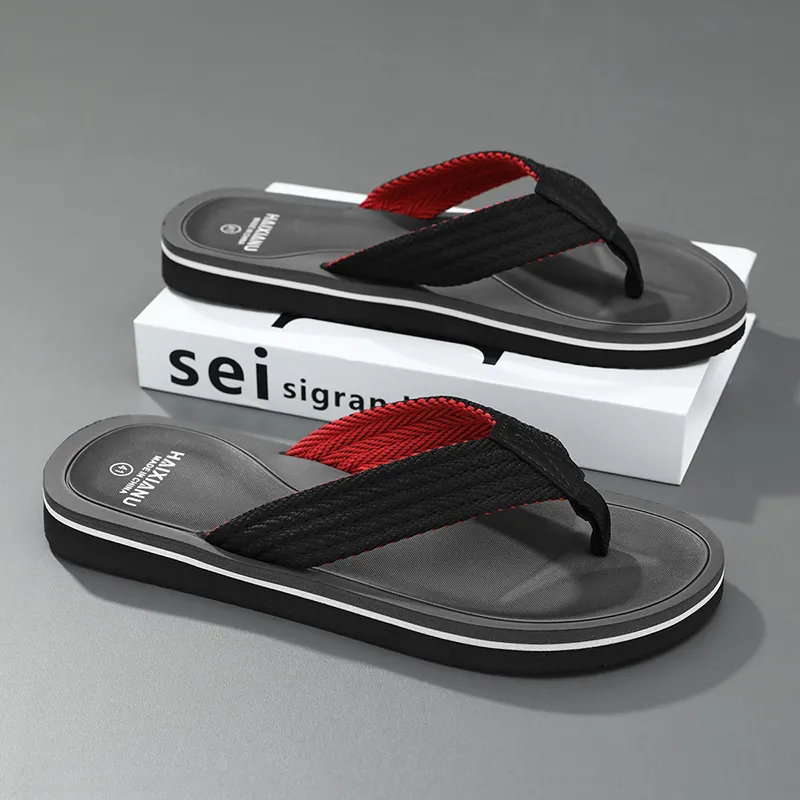 QIUTEXIONG Rubber Sole EVA Abrasion Resistant Slip Resistant Flip Flops Men's-2