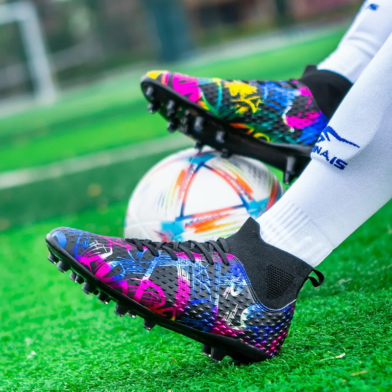 QIUTEXIONG FG Rubber Long Studs TF Rubber Broken Studs Soft Ground Firm Ground Balance Soccer Shoes Unisex-38